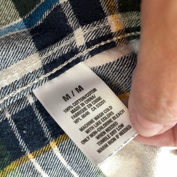 Aeropostale Green Blue Plaid Cotton Long Sleeve Button Front Flannel Shirt Sz MD - Picture 7 of 10